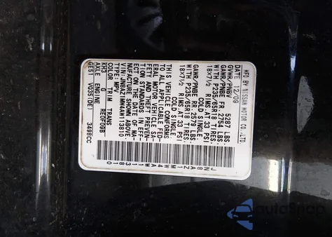 2010 Nissan Murano S z USA, uszkodzony, nr VIN JN8AZ1MW4AW113810